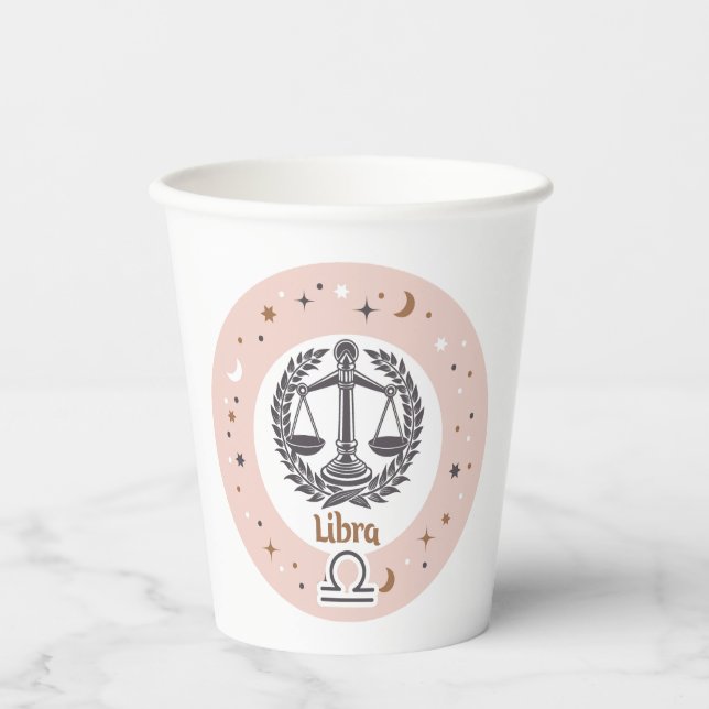 Vasos De Papel Personalizado Texto Zodiac Rótulo Libra (Anverso)