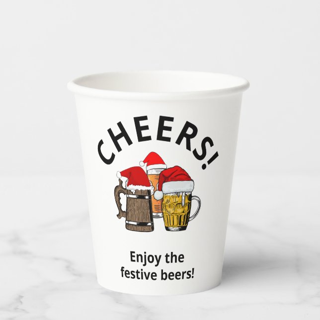 Vasos De Papel Personalizado Tres Saludos NAVIDADES De Cerveza Cu (Anverso)