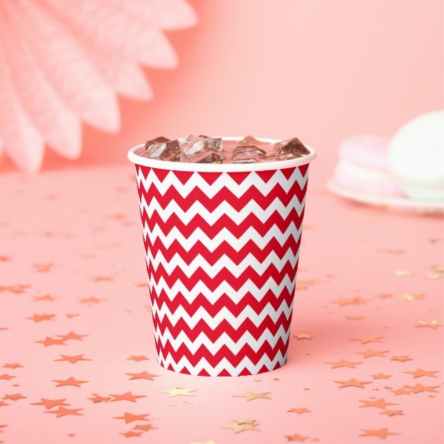 Vasos de papel personalizados Chevron (in situ)