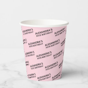 Vasos de Papel Personalizados Cumpleaños 30 Rubor 