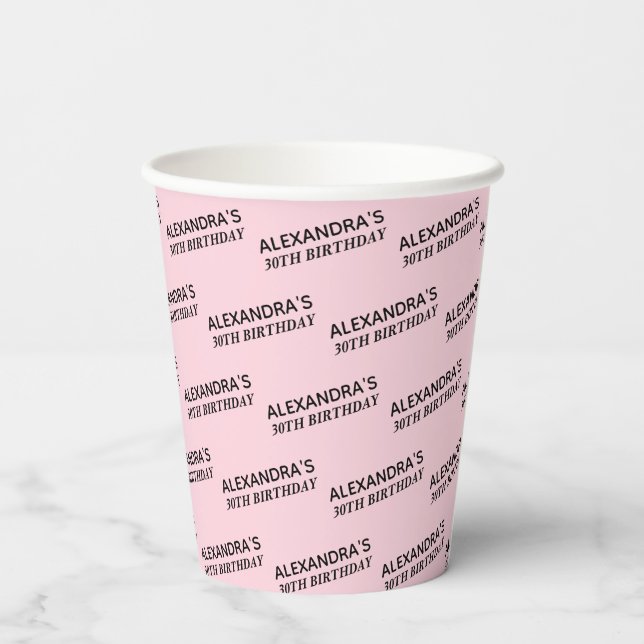 Vasos de Papel Personalizados Cumpleaños 30 Rubor  (Reverso )