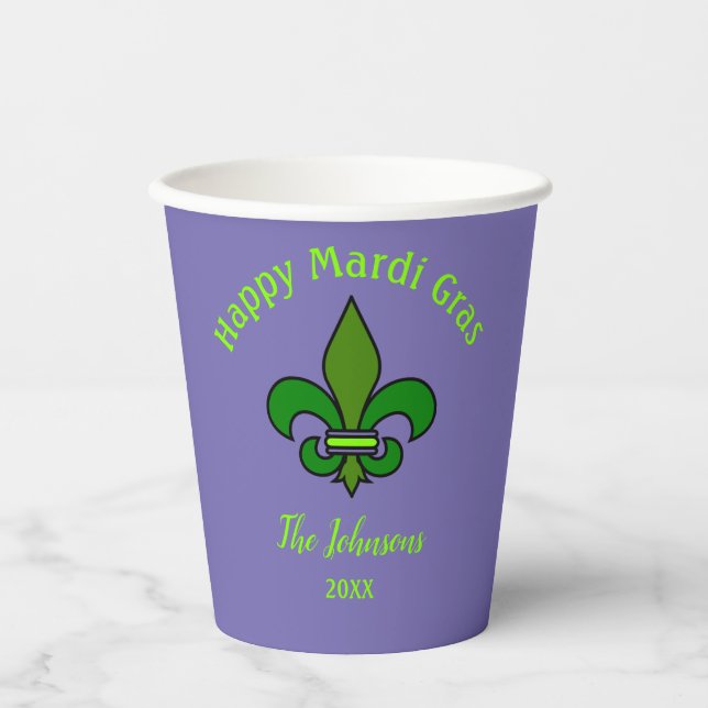 Vasos de papel personalizados Fleur de Lis de Mard (Anverso)