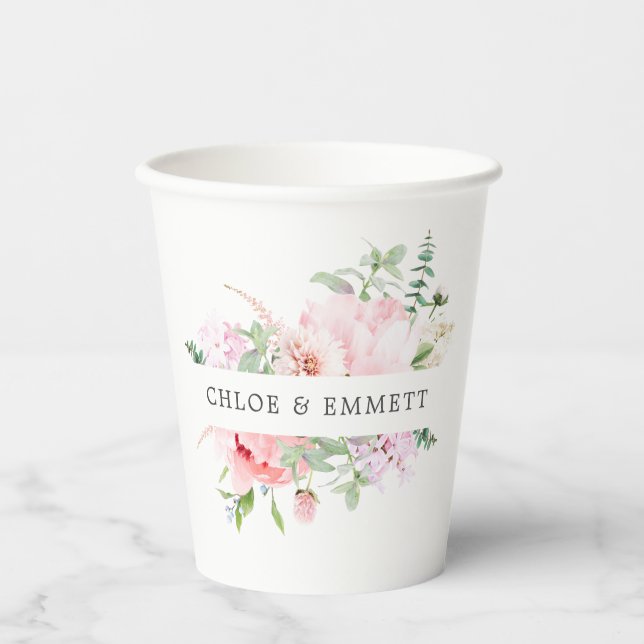 Vasos de papel personalizados para boda Rosa Rosa  (Anverso)