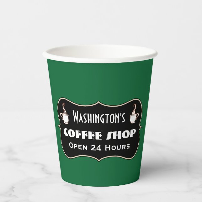 Vasos de papel personalizados para cafetería en ve (Anverso)