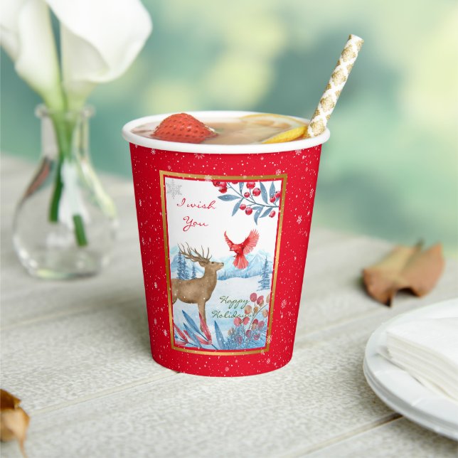 Vasos De Papel Personalizar de Cardenales y Deer (in situ)