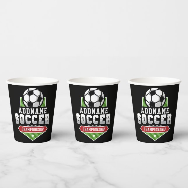Vasos De Papel Personalizar Soccer ADD TEXTO Varisity Team Player (Multi)
