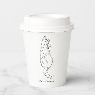 Vasos De Papel Personalized Cat Line Art 8oz Paper Cup with Lid