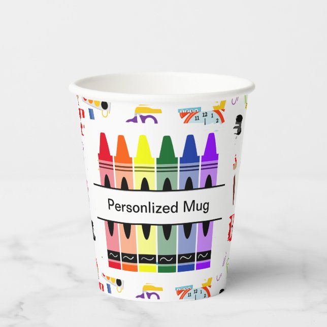 Vasos De Papel Personalized Crayon Back To School (Anverso)