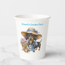 Vasos De Papel Personalized Dachshund Garden Paper Cup | Cute Dog