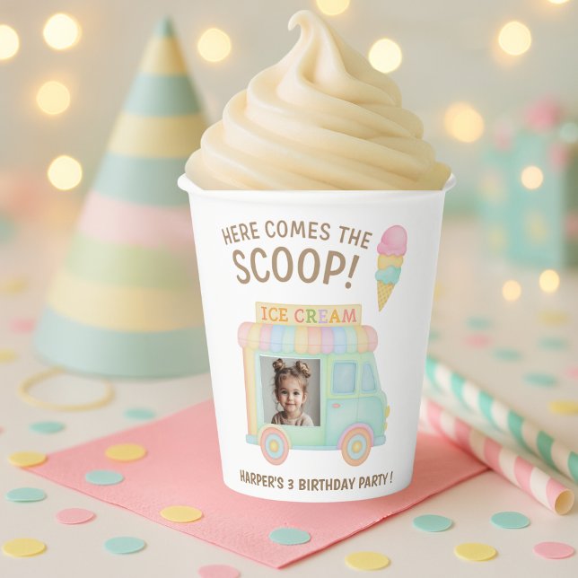 Vasos De Papel Personalized Ice Cream Truck Photo Birthday (Subido por el creador)