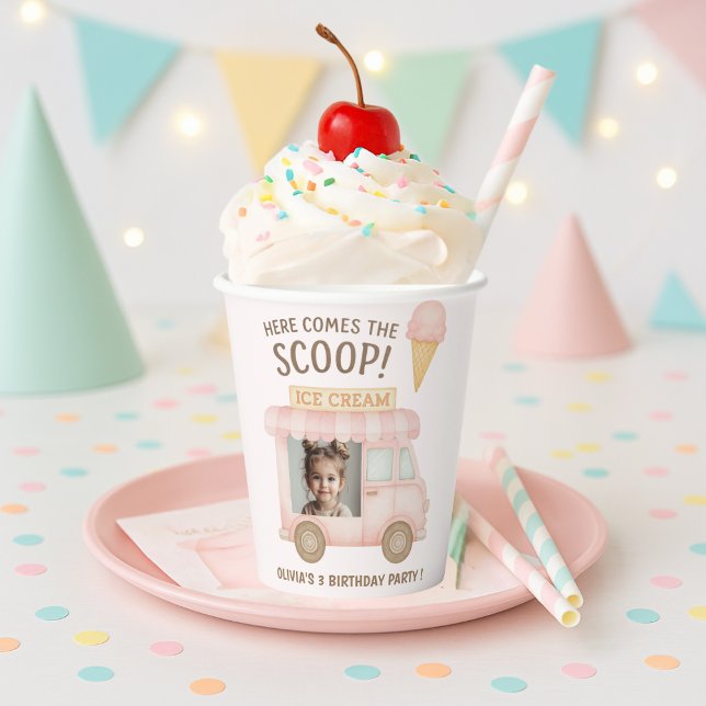 Vasos De Papel Personalized Ice Cream Truck Photo Birthday  (Subido por el creador)