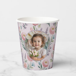 Vasos De Papel Personalized Pastel Floral Photo Kids Birthday 