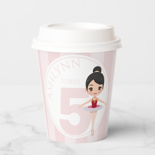 Vasos De Papel Personalized & Reusable Pink Ballet Girls Party (Anverso)