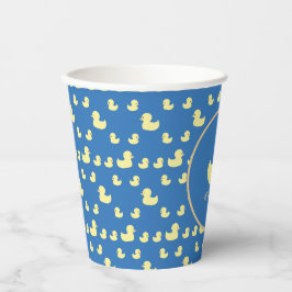 Vasos De Papel Personalized Rubber Duck Modern Blue Baby Shower