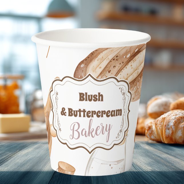 Vasos De Papel Personalized Rustic Baking Business (Subido por el creador)