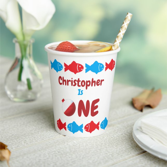 Vasos De Papel Pesca 1 cumpleaños (in situ)