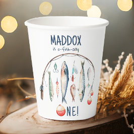 Vasos De Papel Pesca O-Fish-Ally El Gran Niño Azul Cumpleaños