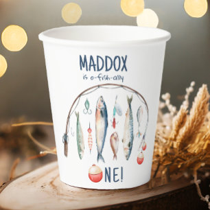 Vasos De Papel Pesca O-Fish-Ally El Gran Niño Azul Cumpleaños