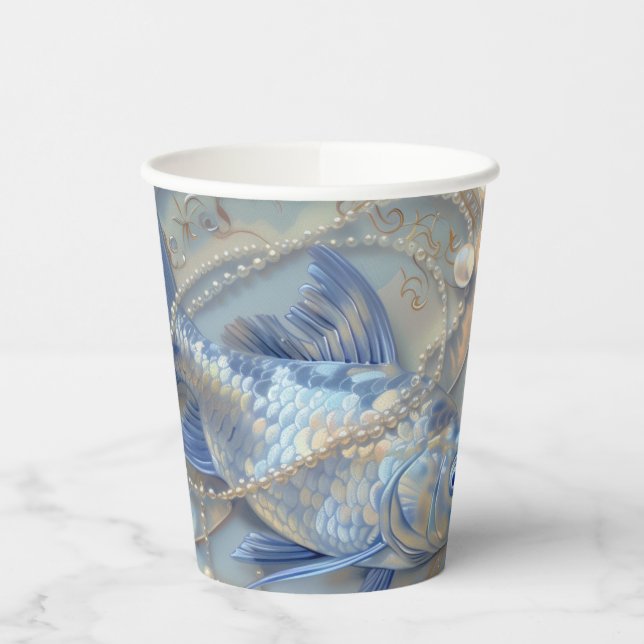 Vasos De Papel Pescado - Taza de papel de 236 ml (Izquierda)