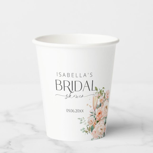 Vasos De Papel Petales Y Ducha De Novias Prosecco (Anverso)