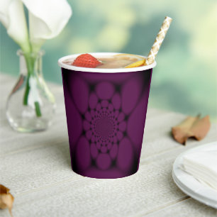 Vasos De Papel Pétalo de mariposa negra púrpura