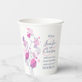 Vasos De Papel pétalos de confeti boda nombre personalizado rosa 