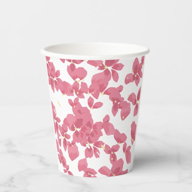 Vasos De Papel Pétalos de Flor de Cerezo Rosa (Anverso)