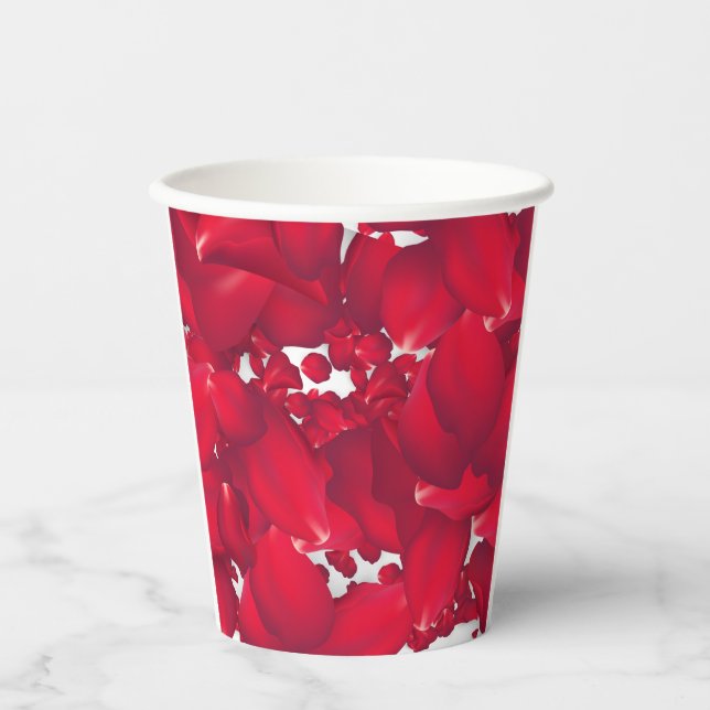 Vasos De Papel Pétalos de Flor Roja, para celebraciones (Anverso)