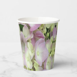 Vasos De Papel Pétalos de hidrangea rosados y blancos antiguos y 