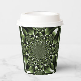 Vasos De Papel Pétalos de hojas de bosque verde blanco