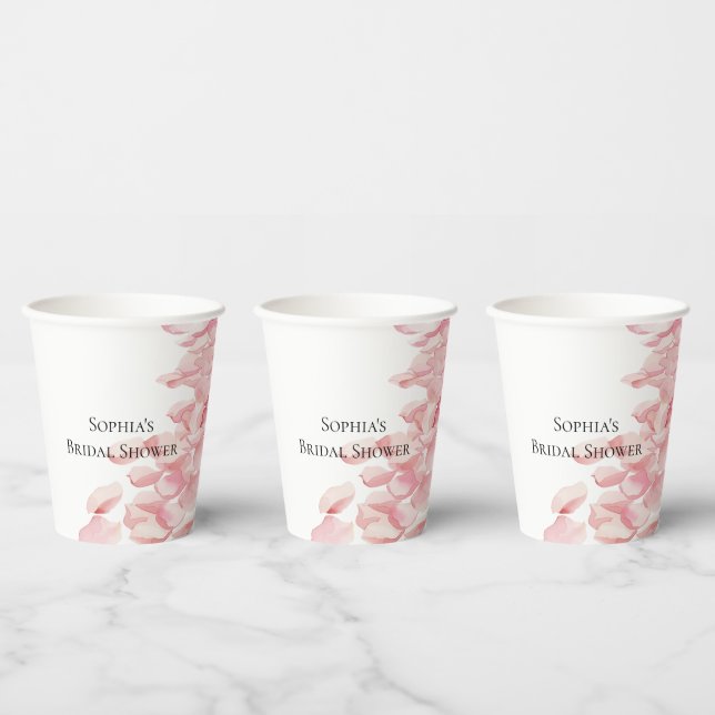 Vasos De Papel Pétalos de rosa rosada romántica regadera floral n (Multi)