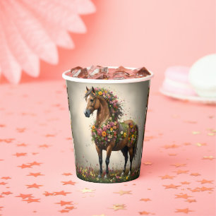 Vasos De Papel Pétalos Y Canteras: Jardín De Fantasía De Caballos