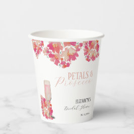 Vasos De Papel Pétalos y Prosecco Desayuno de Novia Floral Rosa