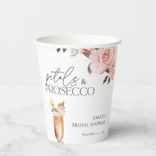 Vasos De Papel Pétalos y Prosecco Desayuno Nupcial Floral