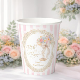 Vasos De Papel Petals and Prosecco Pink and Gold Bridal Shower