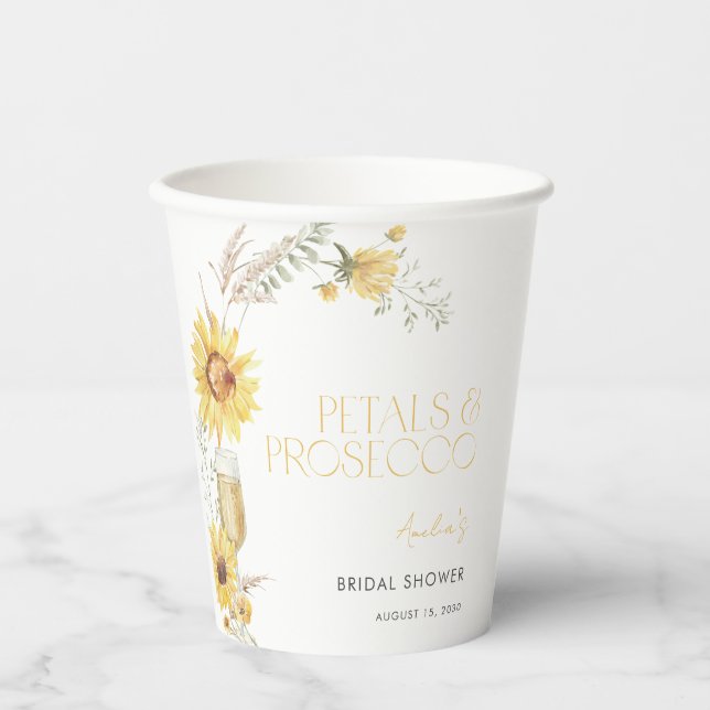 Vasos De Papel Petals & Prosecco Boho Sunflower Bridal Shower (Anverso)