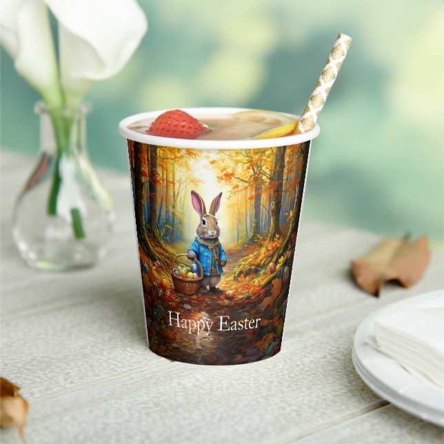 Vasos De Papel Peter Easter Bunny con la cesta de huevos de Pascu (in situ)