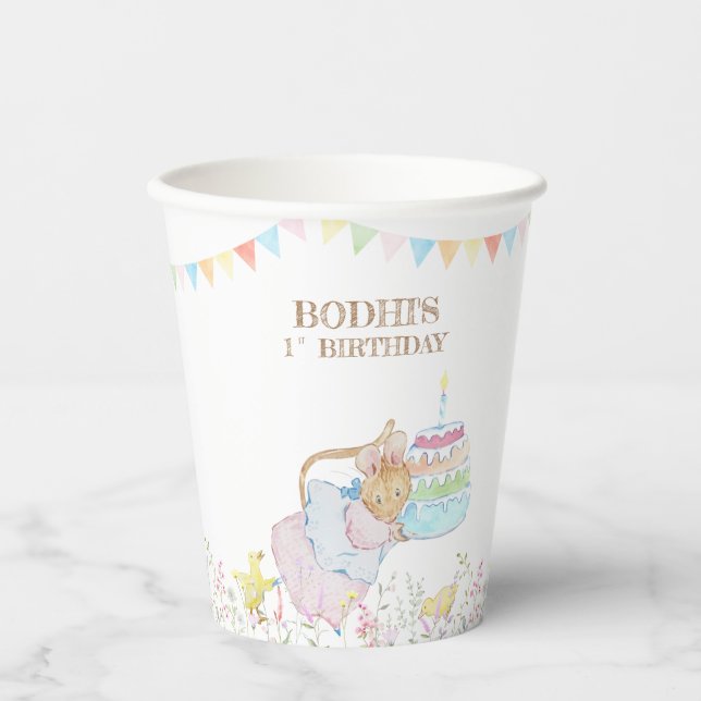 Vasos De Papel Peter el primer cumpleaños del conejo (Anverso)