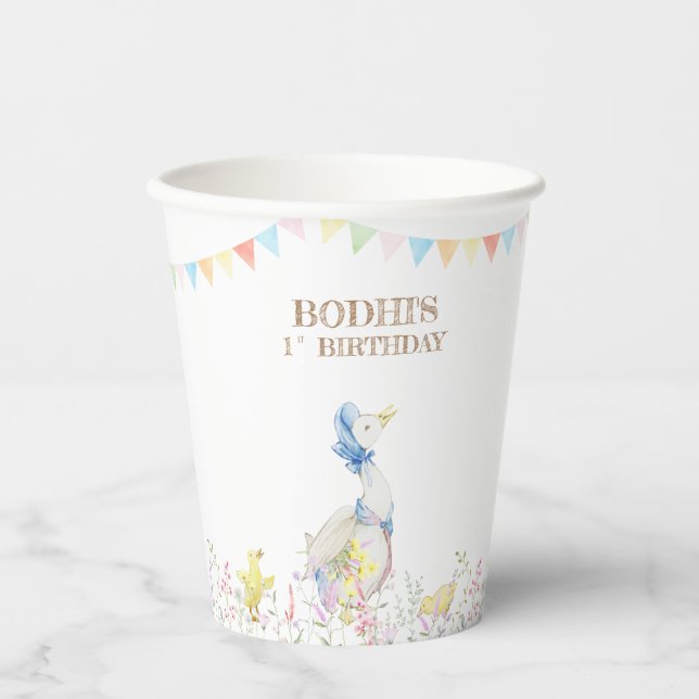 Vasos De Papel Peter el primer cumpleaños del conejo (Anverso)