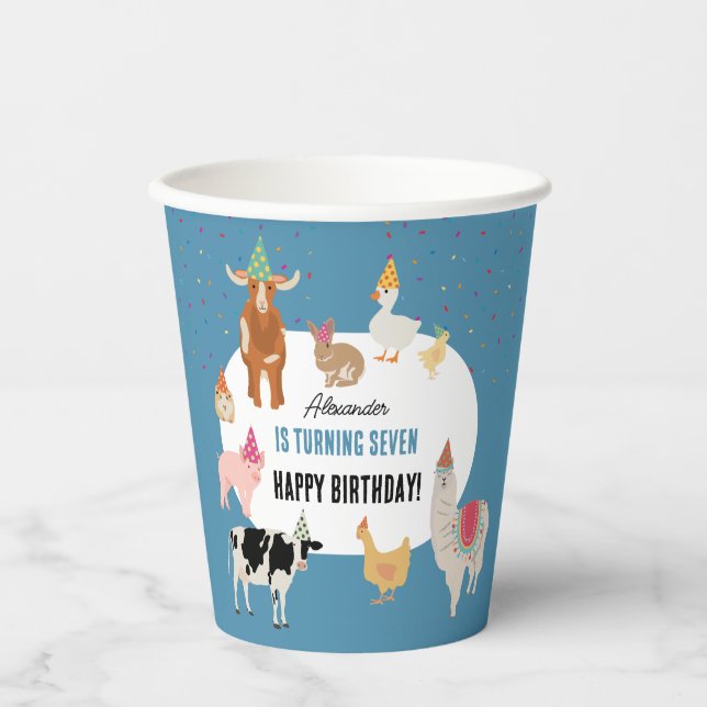 Vasos De Papel Petting Zoo Party Animals Barnyard Birthday Boy (Anverso)