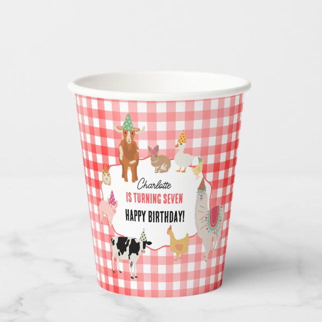 Vasos De Papel Petting Zoo Party Animals Barnyard Birthday Kids (Anverso)