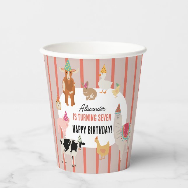 Vasos De Papel Petting Zoo Party Animals Barnyard Birthday Theme (Anverso)