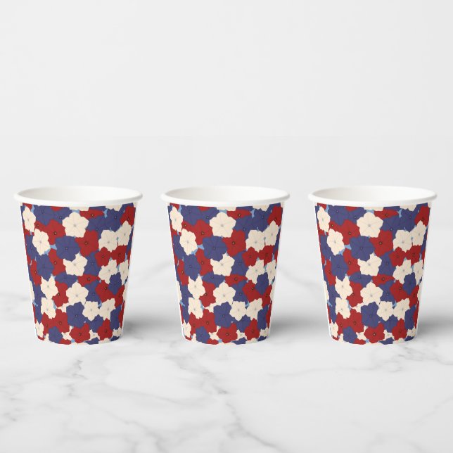 Vasos De Papel Petunias Patrióticas (Multi)