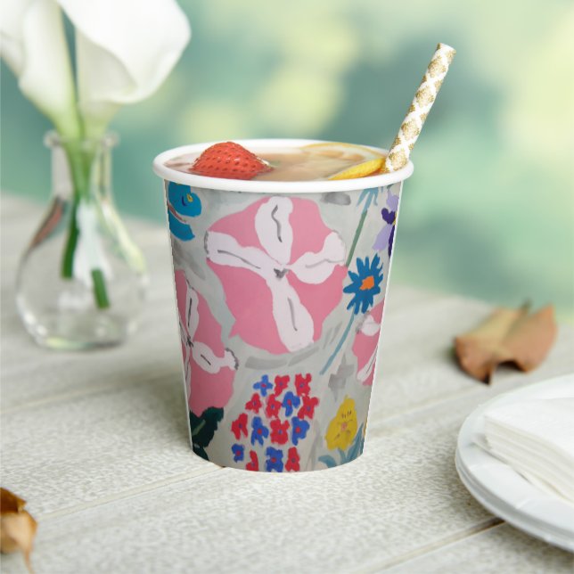 Vasos De Papel Petunias y flores de verano (in situ)