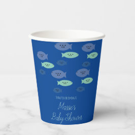 Vasos De Papel Pez nadando Acuario Azul Baby Shower Gracias