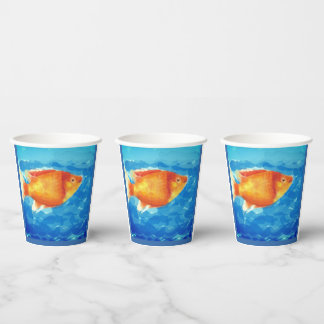 Vasos De Papel Pez pequeño naranja