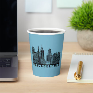 Vasos De Papel Philadelphia Skyline Silhouette 