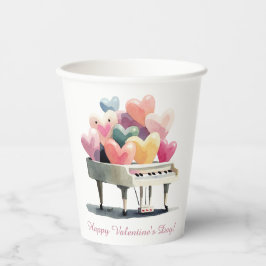 Vasos De Papel Piano de Corazones de Amor Día de San Valentín