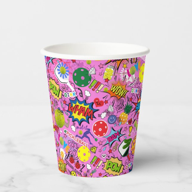 Vasos De Papel 😍 pickleball mixto rosa (Anverso)