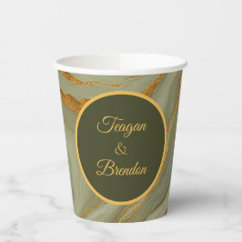 Vasos De Papel Piedra de ónix verde y dorado de lujo
